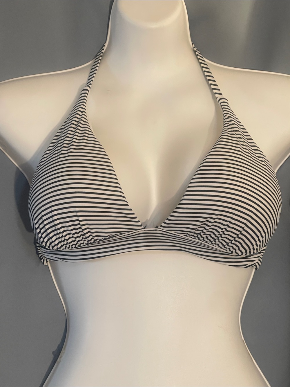 Victoria's Secret White Lined Swim Top with Pink Tag